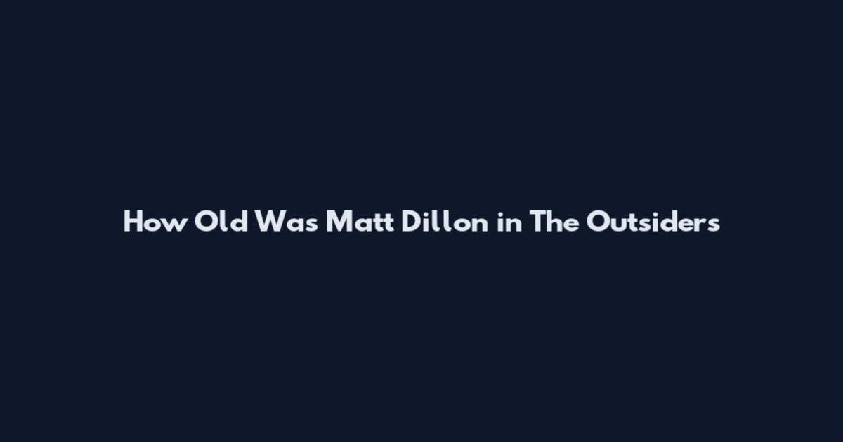 How Old Was Matt Dillon in The Outsiders