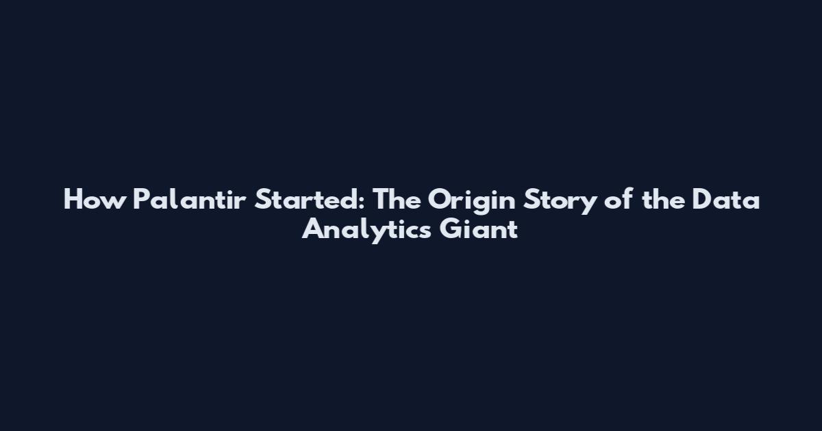 How Palantir Started: The Origin Story of the Data Analytics Giant