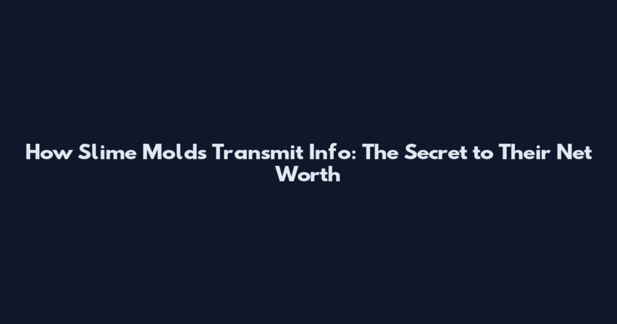 How Slime Molds Transmit Info: The Secret to Their Net Worth