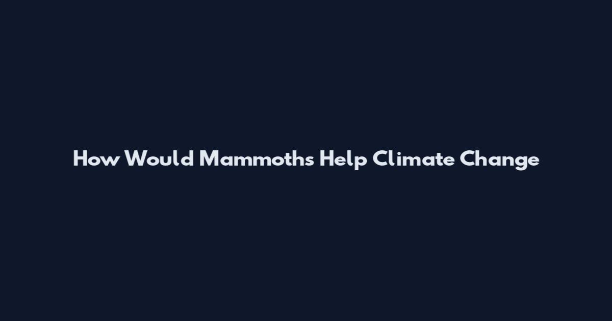 How Would Mammoths Help Climate Change