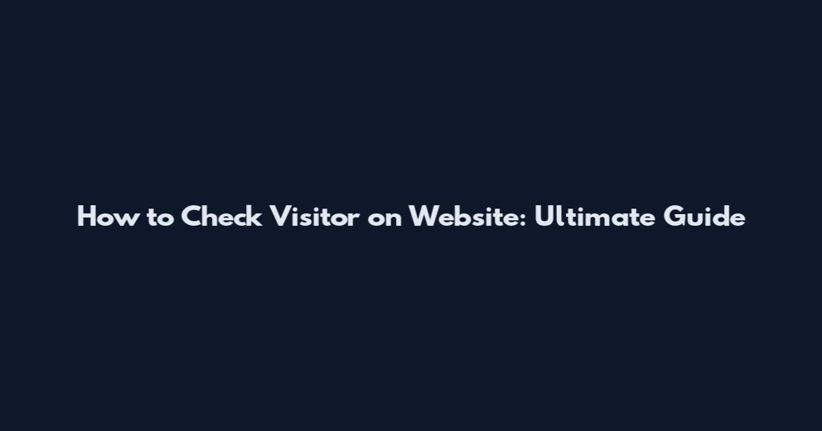 How to Check Visitor on Website: Ultimate Guide