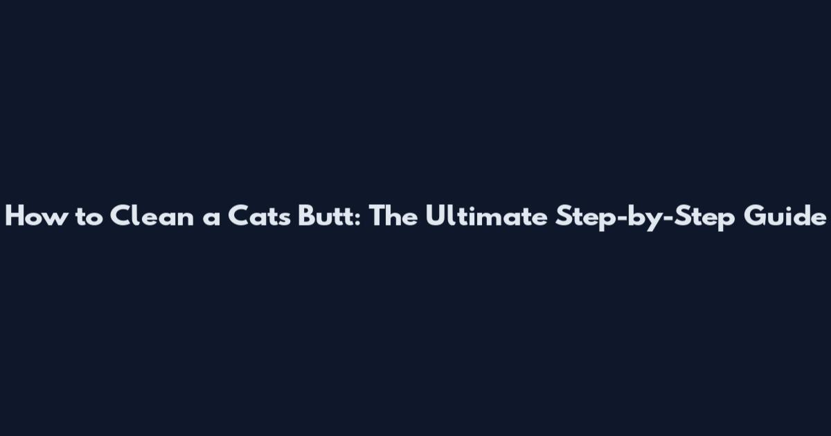 How to Clean a Cat's Butt: The Ultimate Step-by-Step Guide