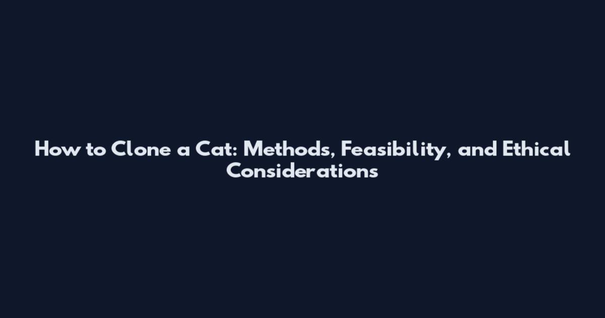 How to Clone a Cat: Methods, Feasibility, and Ethical Considerations