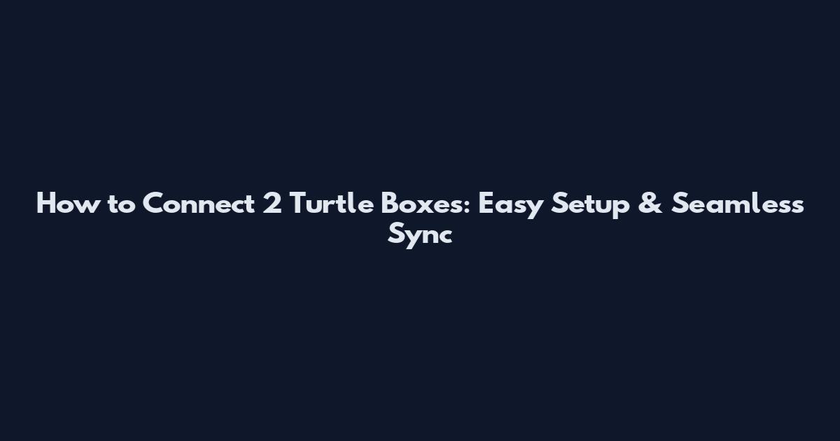 How to Connect 2 Turtle Boxes: Easy Setup & Seamless Sync