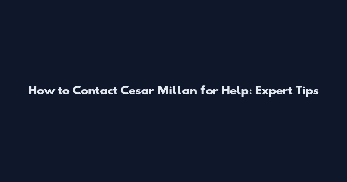 How to Contact Cesar Millan for Help: Expert Tips