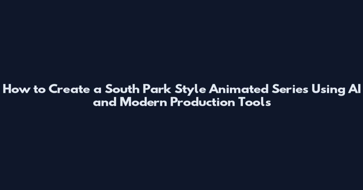 How to Create a South Park Style Animated Series Using AI and Modern Production Tools