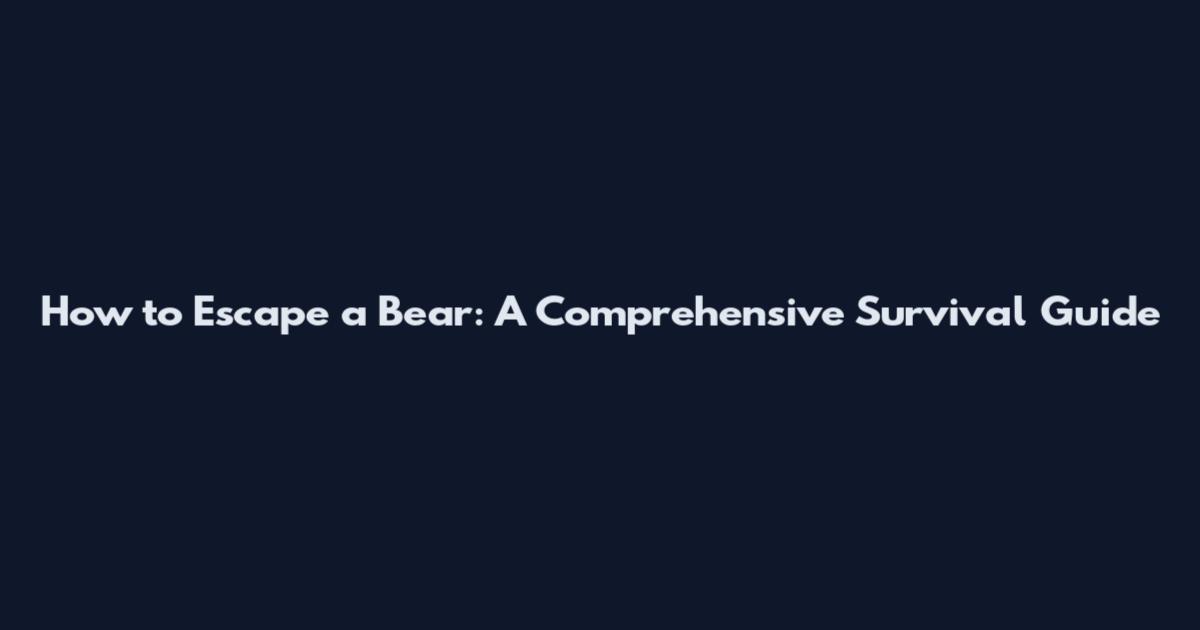 How to Escape a Bear: A Comprehensive Survival Guide