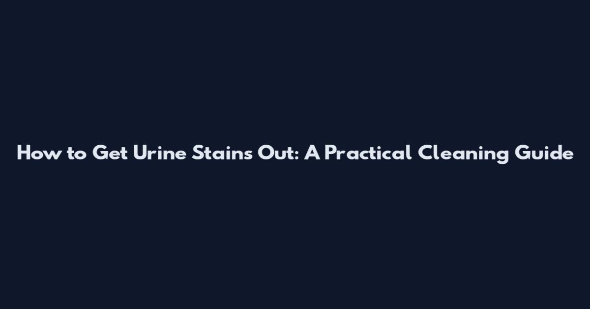 How to Get Urine Stains Out: A Practical Cleaning Guide