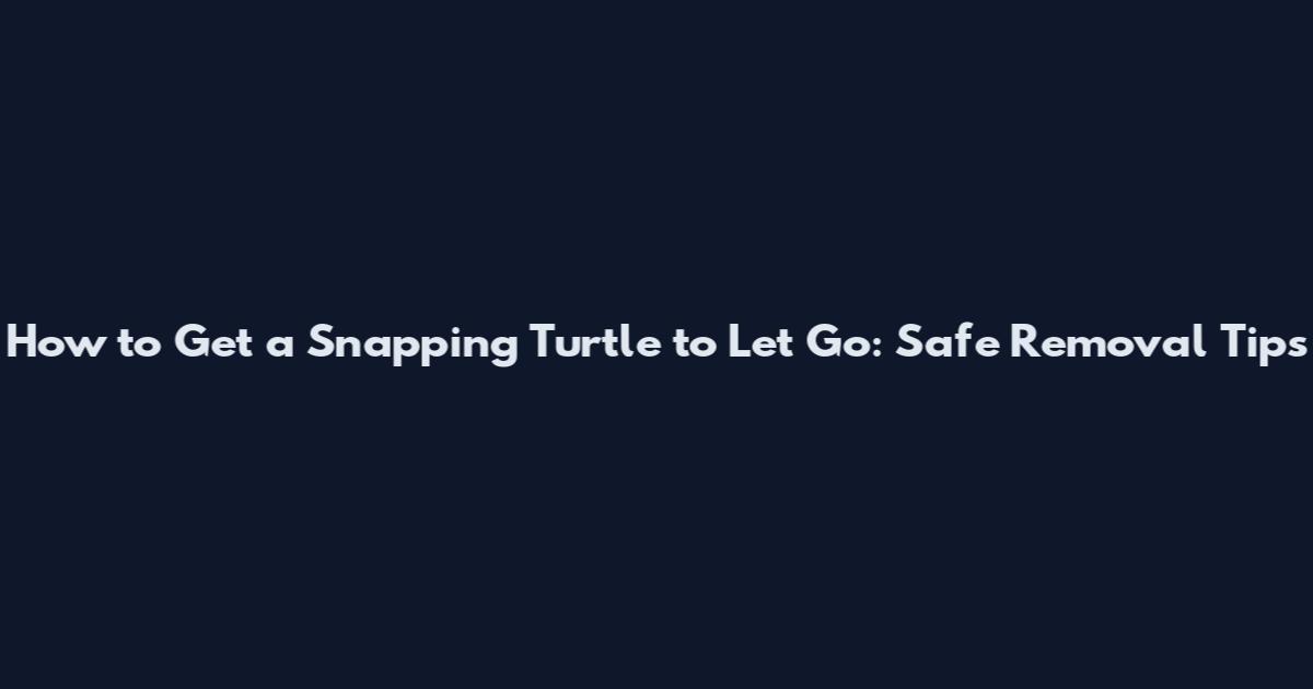 How to Get a Snapping Turtle to Let Go: Safe Removal Tips
