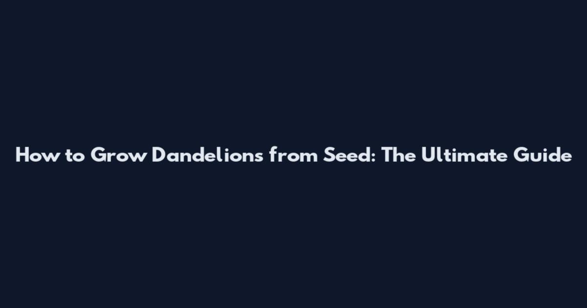 How to Grow Dandelions from Seed: The Ultimate Guide