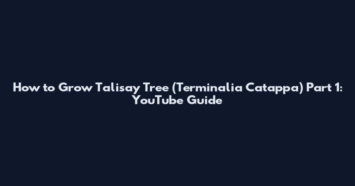 How to Grow Talisay Tree (Terminalia Catappa) Part 1: YouTube Guide