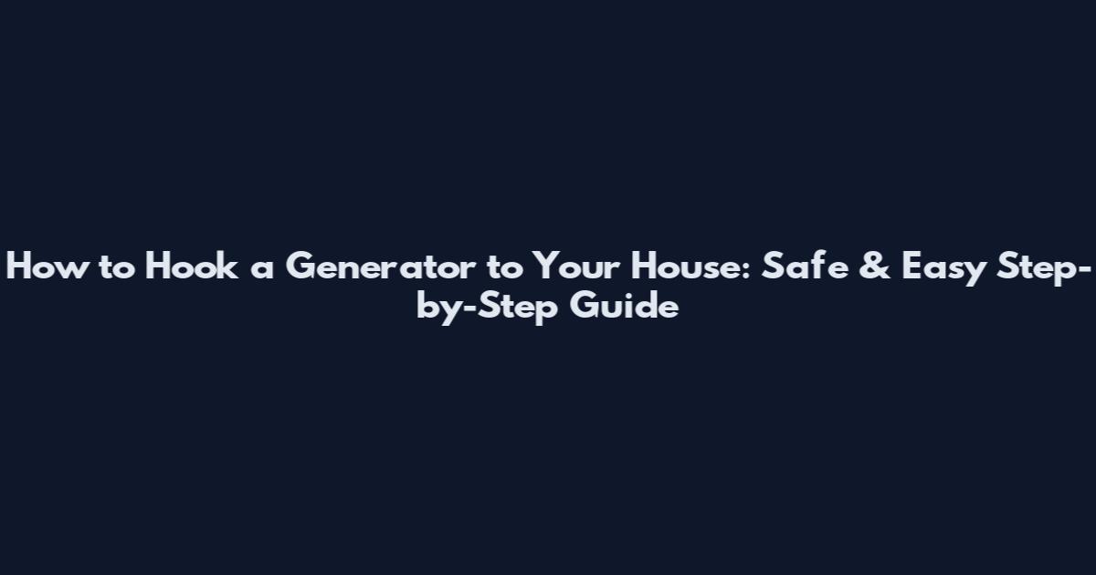 How to Hook a Generator to Your House: Safe & Easy Step-by-Step Guide
