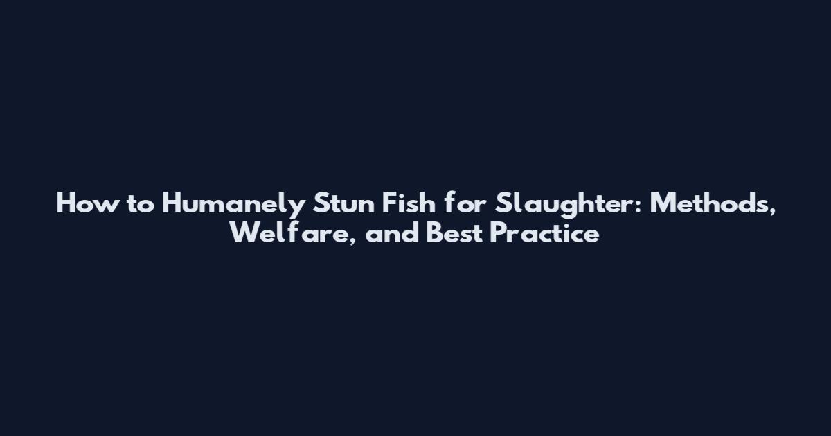 How to Humanely Stun Fish for Slaughter: Methods, Welfare, and Best Practice