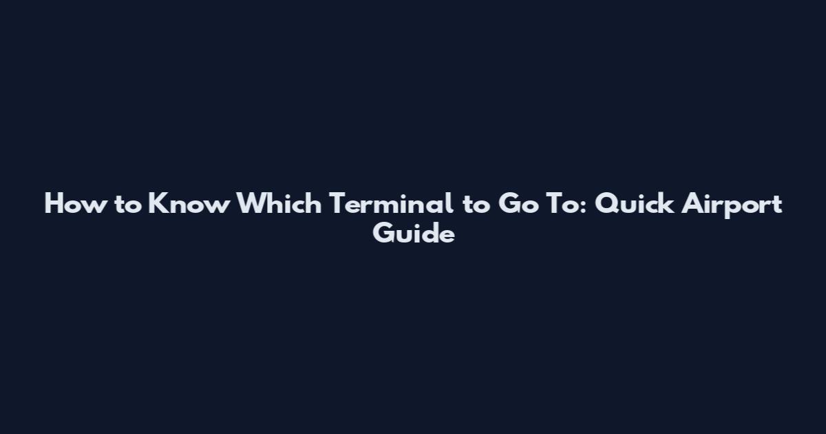 How to Know Which Terminal to Go To: Quick Airport Guide