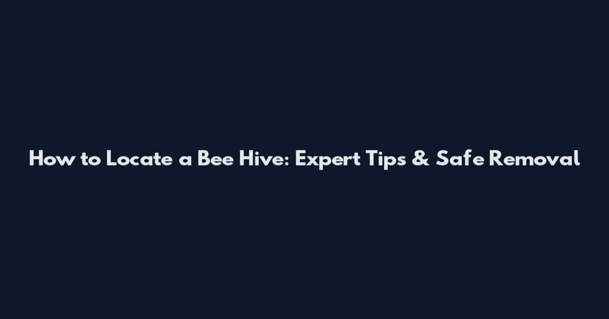 How to Locate a Bee Hive: Expert Tips & Safe Removal