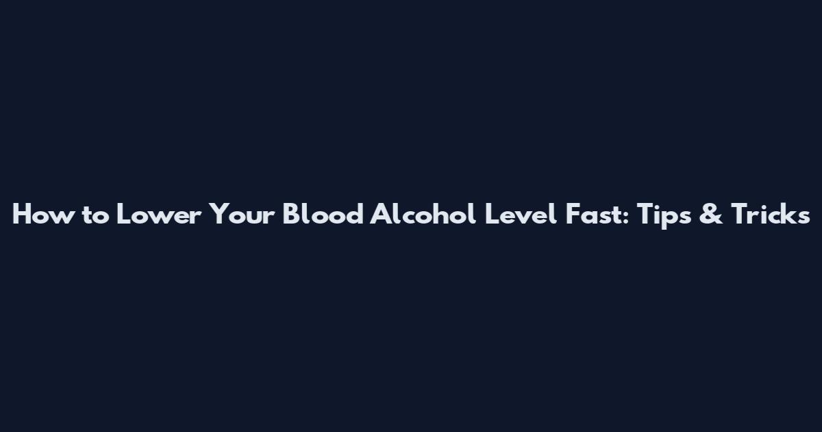 How to Lower Your Blood Alcohol Level Fast: Tips & Tricks