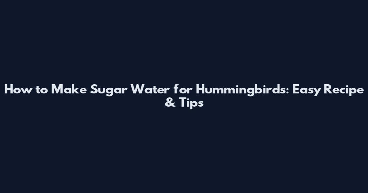 How to Make Sugar Water for Hummingbirds: Easy Recipe & Tips