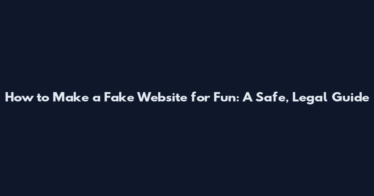 How to Make a Fake Website for Fun: A Safe, Legal Guide