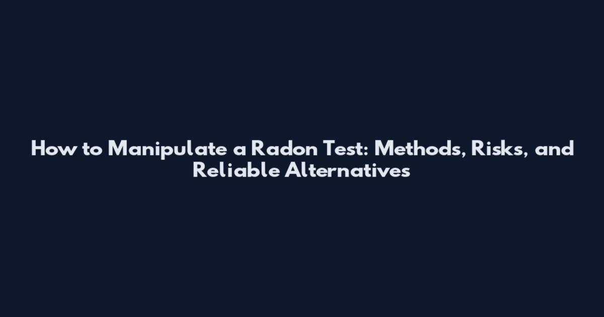 How to Manipulate a Radon Test: Methods, Risks, and Reliable Alternatives