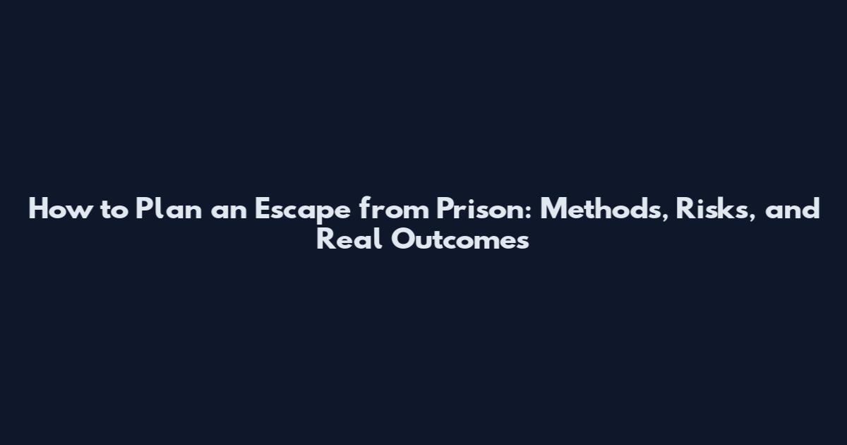 How to Plan an Escape from Prison: Methods, Risks, and Real Outcomes