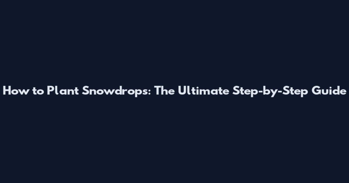 How to Plant Snowdrops: The Ultimate Step-by-Step Guide
