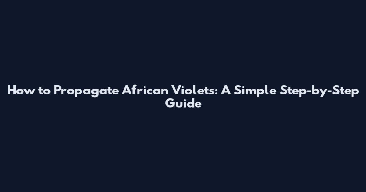 How to Propagate African Violets: A Simple Step-by-Step Guide