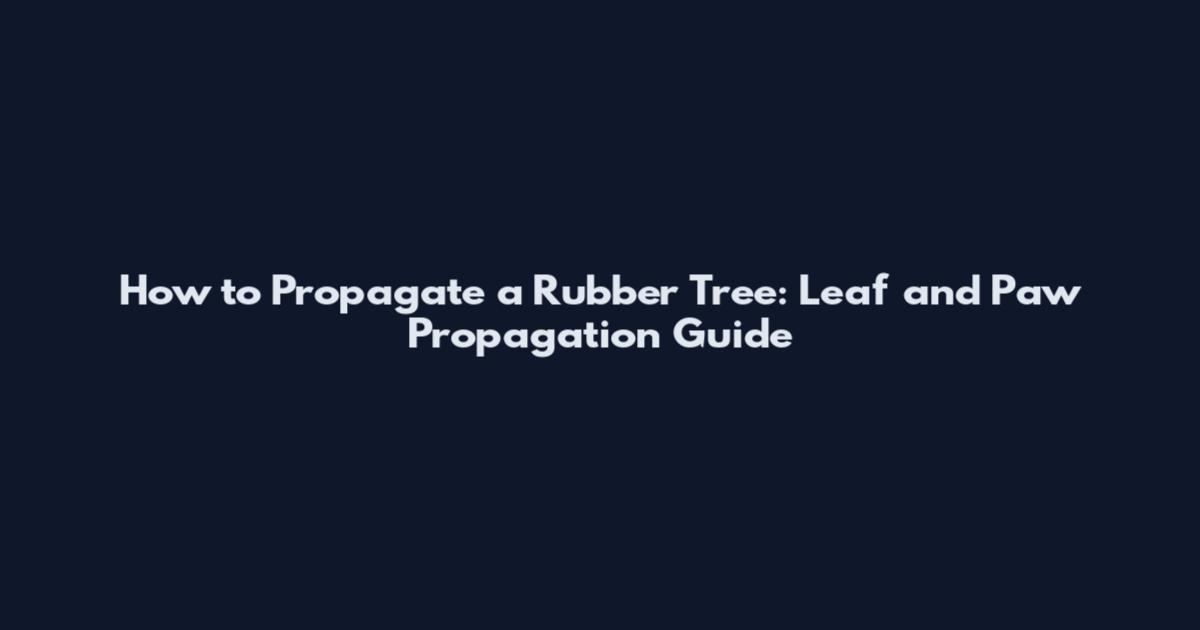 How to Propagate a Rubber Tree: Leaf and Paw Propagation Guide