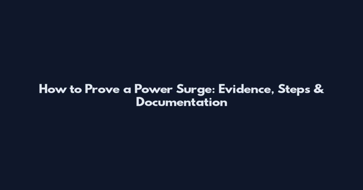 How to Prove a Power Surge: Evidence, Steps & Documentation