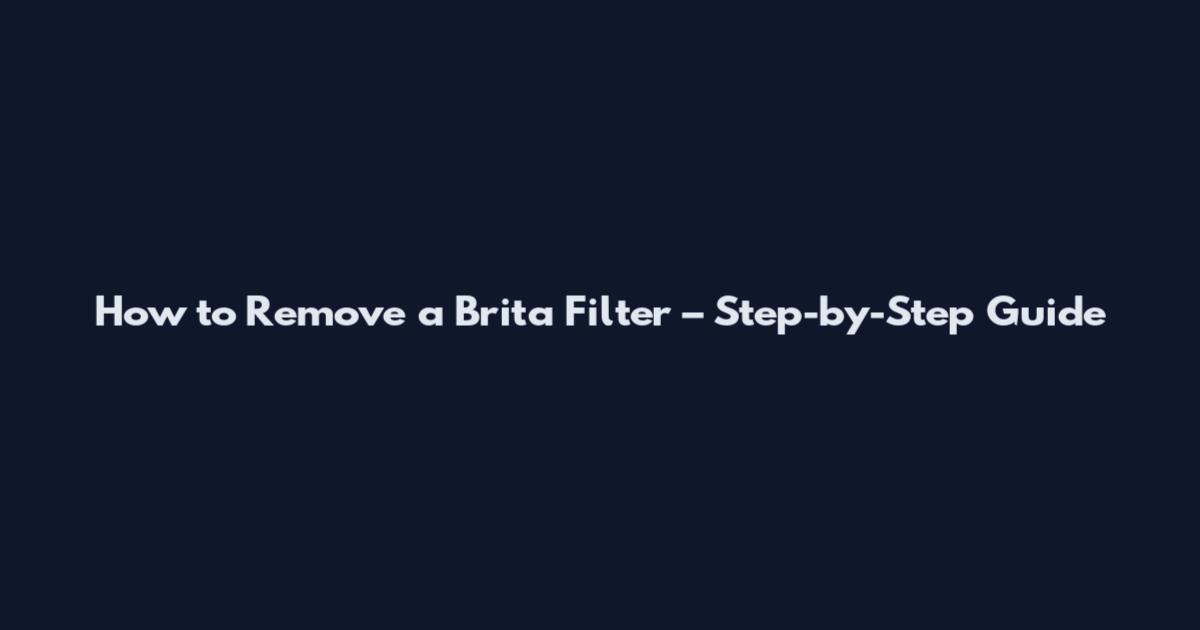 How to Remove a Brita Filter – Step-by-Step Guide