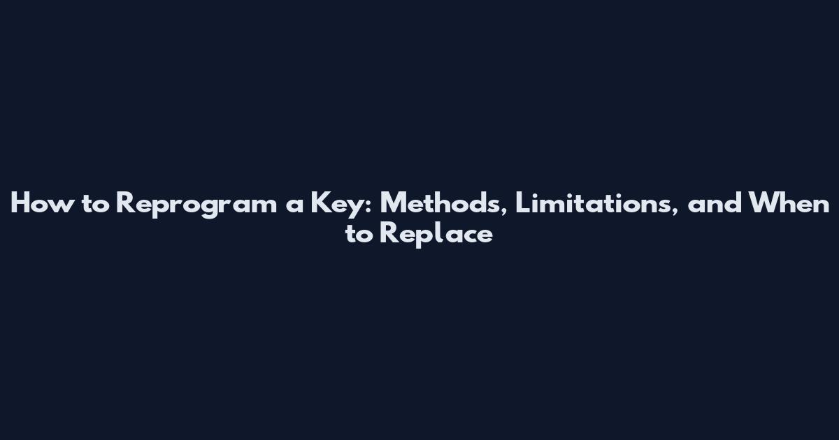 How to Reprogram a Key: Methods, Limitations, and When to Replace