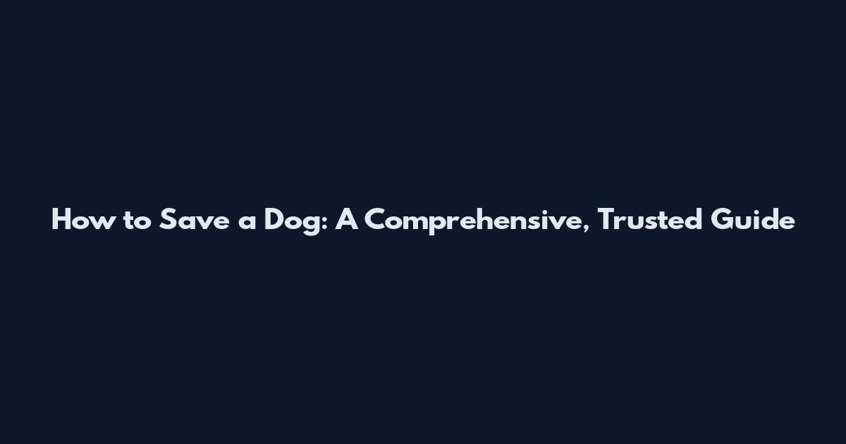 How to Save a Dog: A Comprehensive, Trusted Guide