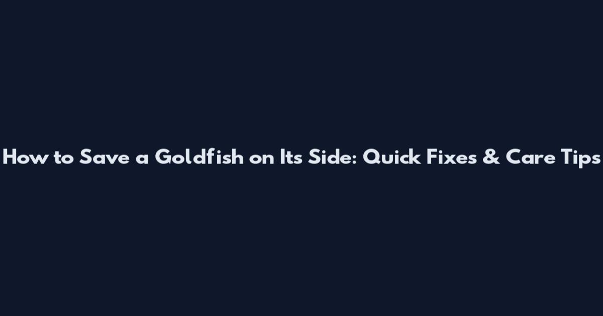 How to Save a Goldfish on Its Side: Quick Fixes & Care Tips