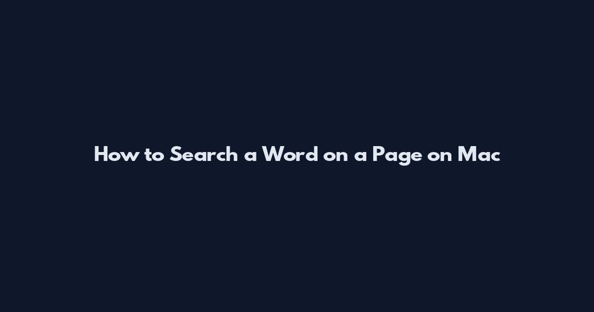 How to Search a Word on a Page on Mac
