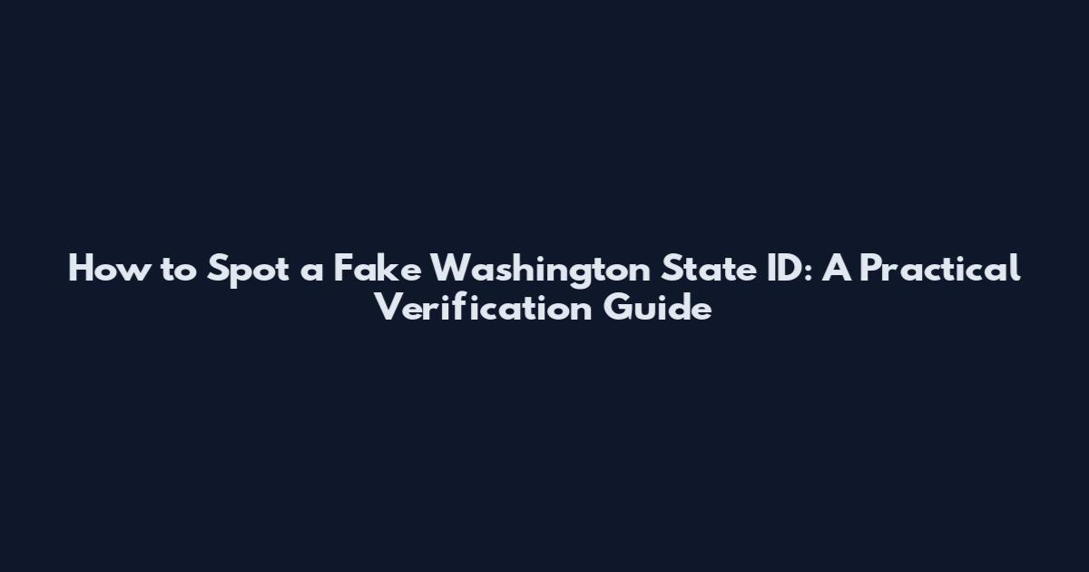 How to Spot a Fake Washington State ID: A Practical Verification Guide