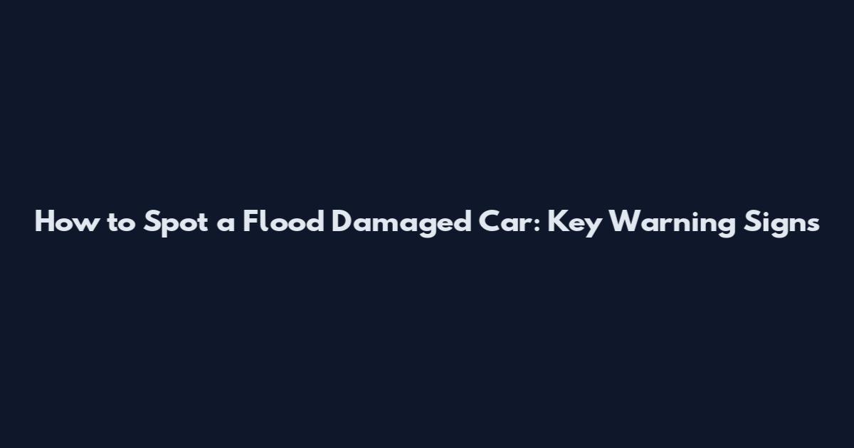How to Spot a Flood Damaged Car: Key Warning Signs