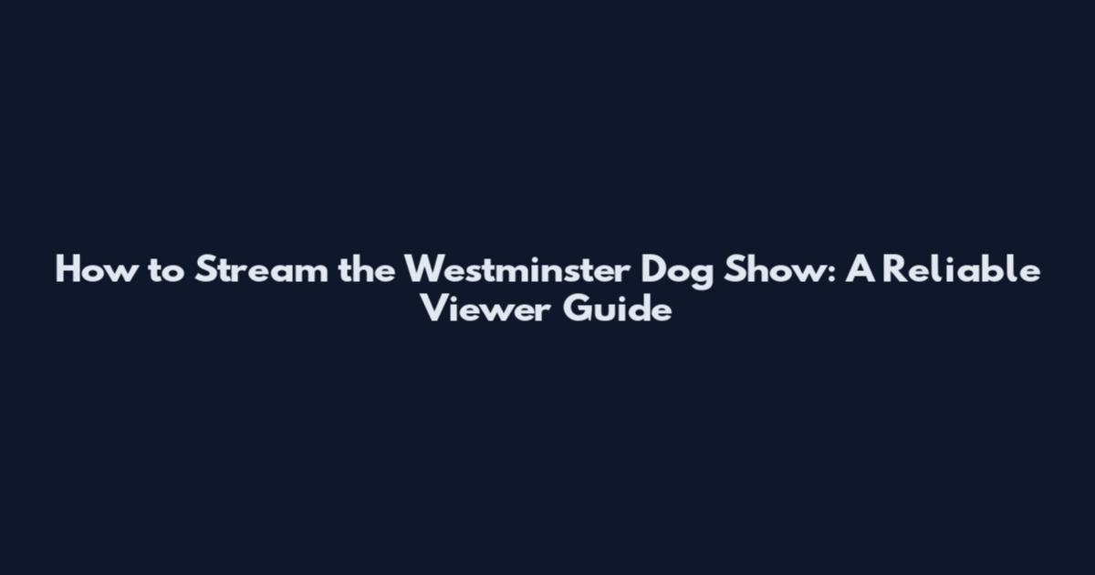 How to Stream the Westminster Dog Show: A Reliable Viewer Guide