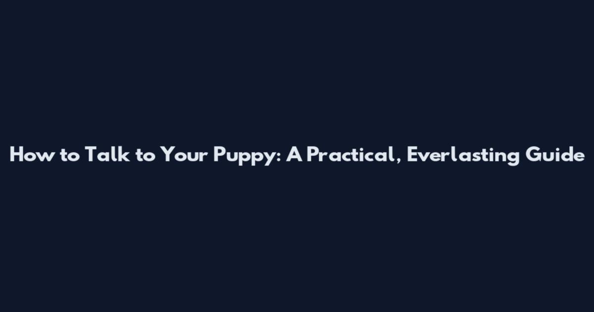 How to Talk to Your Puppy: A Practical, Everlasting Guide