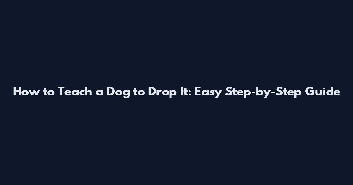How to Teach a Dog to Drop It: Easy Step-by-Step Guide