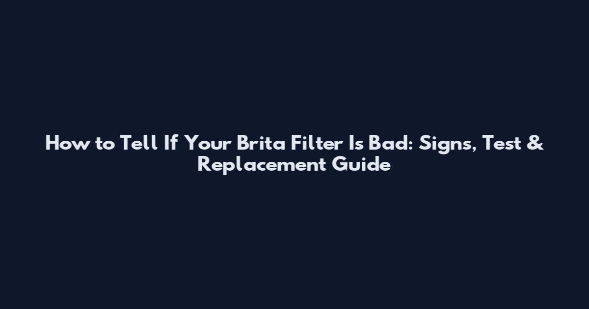 How to Tell If Your Brita Filter Is Bad: Signs, Test & Replacement Guide