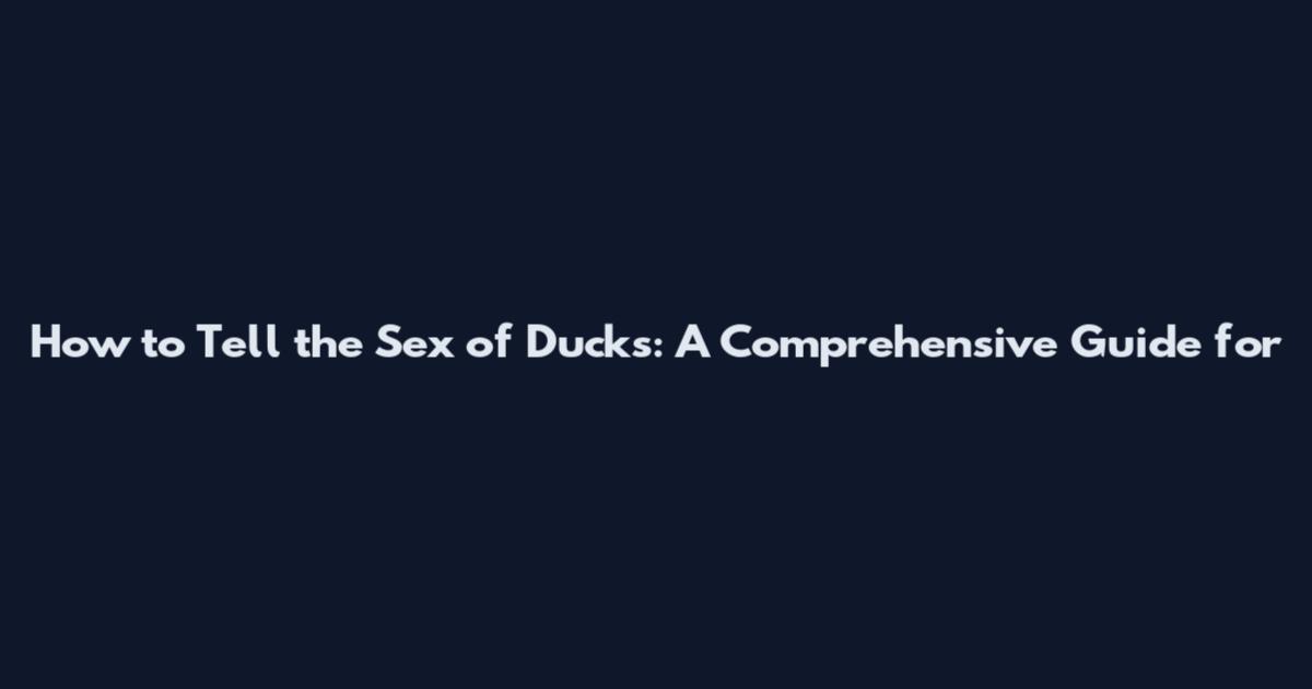How to Tell the Sex of Ducks: A Comprehensive Guide for