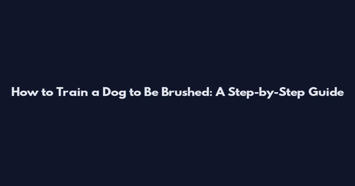 How to Train a Dog to Be Brushed: A Step-by-Step Guide