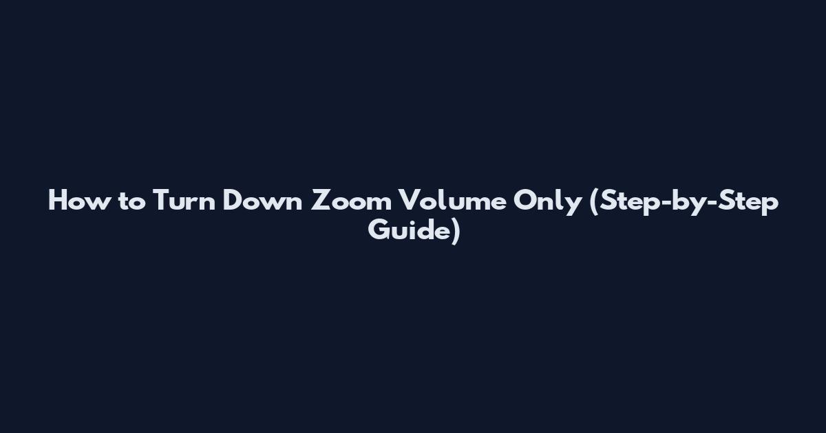 How to Turn Down Zoom Volume Only (Step-by-Step Guide)