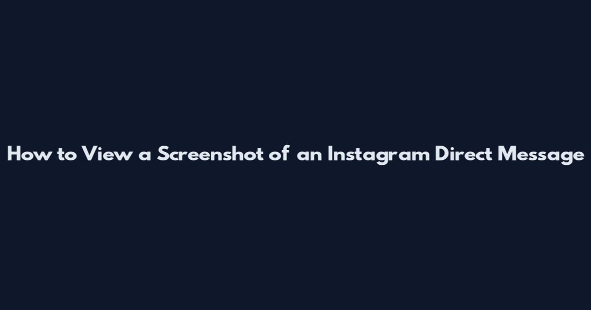 How to View a Screenshot of an Instagram Direct Message