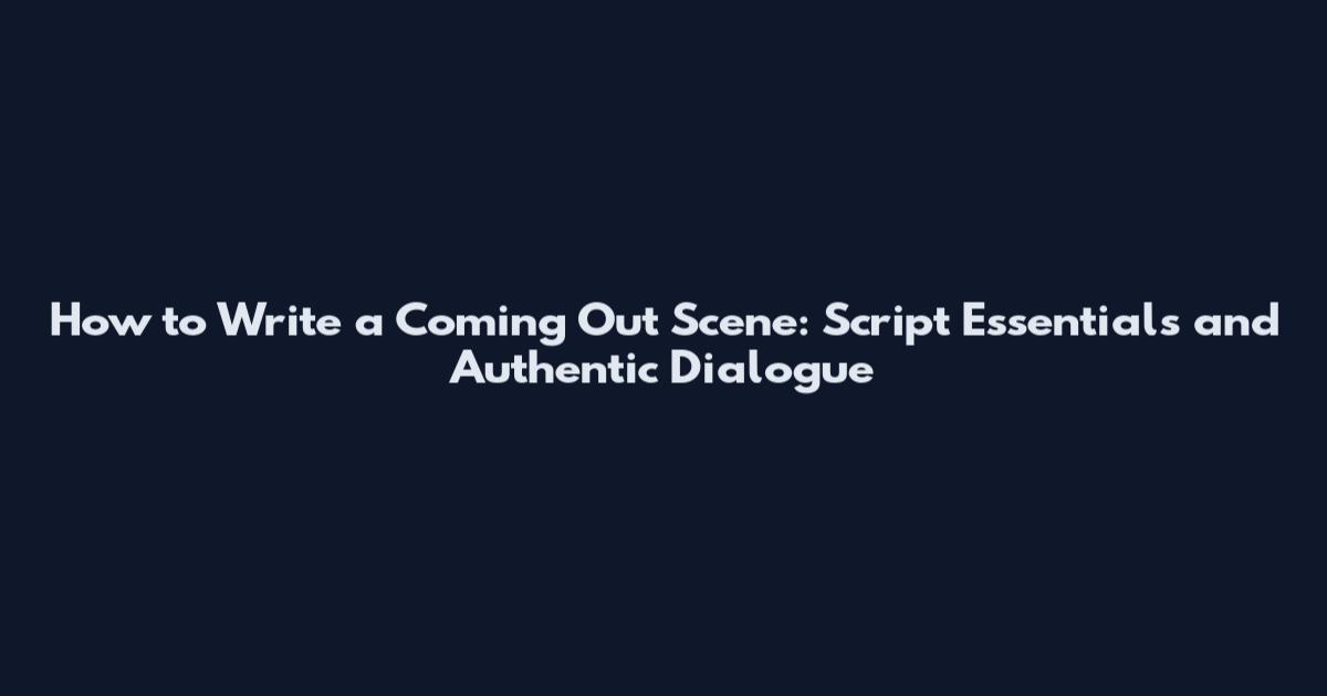 How to Write a Coming Out Scene: Script Essentials and Authentic Dialogue