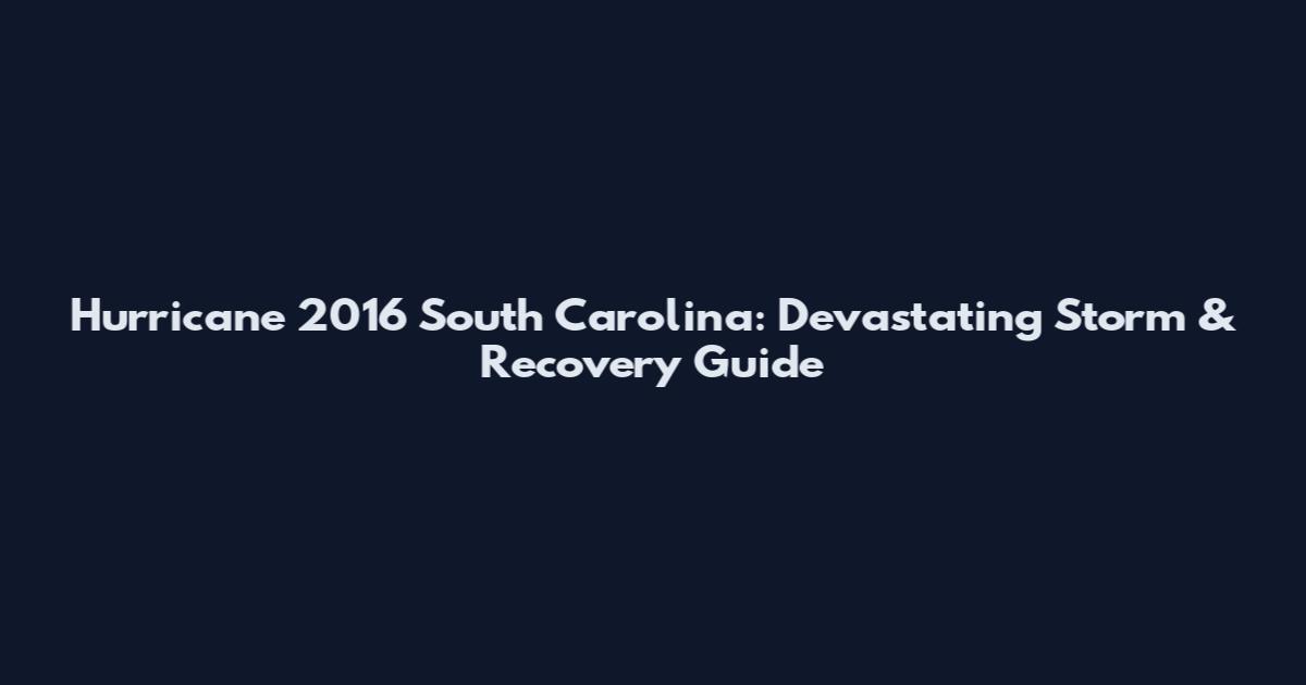 Hurricane 2016 South Carolina: Devastating Storm & Recovery Guide