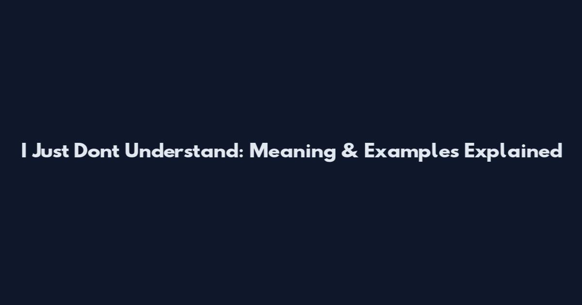 I Just Don't Understand: Meaning & Examples Explained