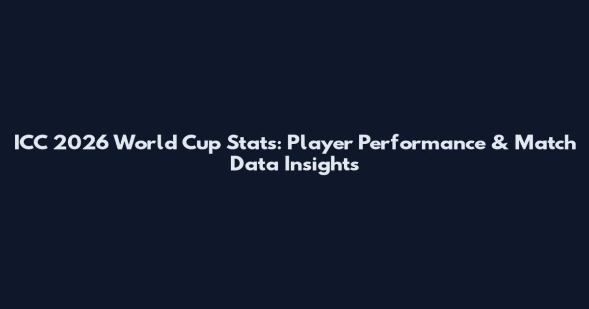 ICC 2026 World Cup Stats: Player Performance & Match Data Insights