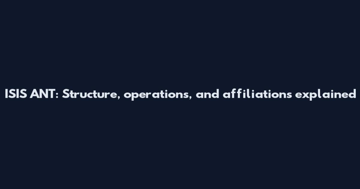 ISIS ANT: Structure, operations, and affiliations explained