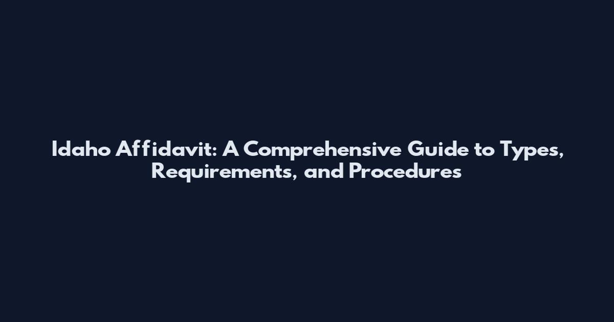 Idaho Affidavit: A Comprehensive Guide to Types, Requirements, and Procedures