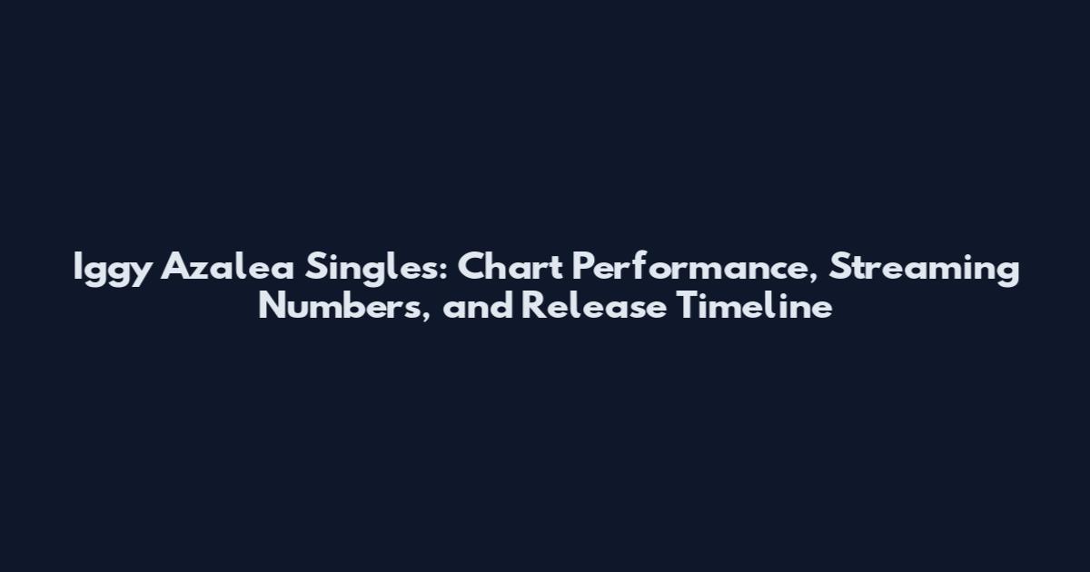 Iggy Azalea Singles: Chart Performance, Streaming Numbers, and Release Timeline